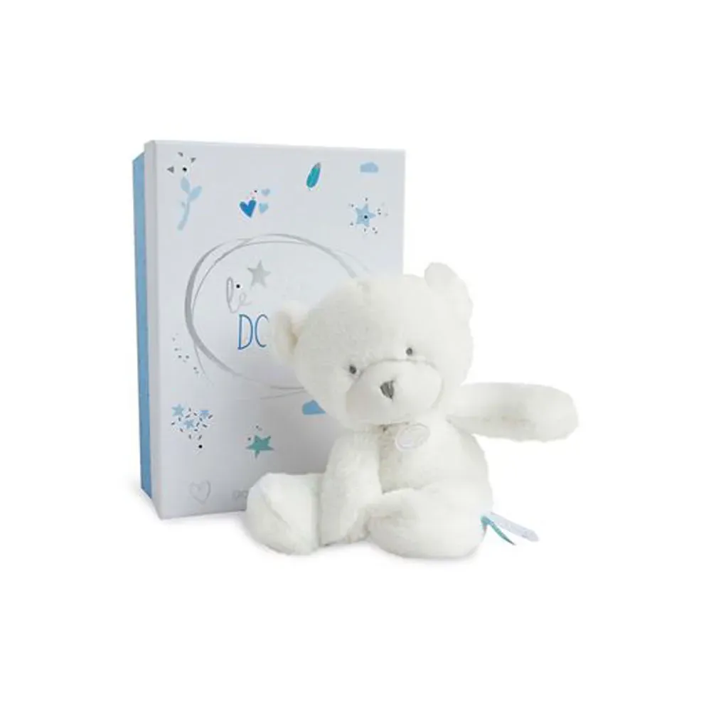 Ours En Peluche Ecru Et Bleu 26 Cm