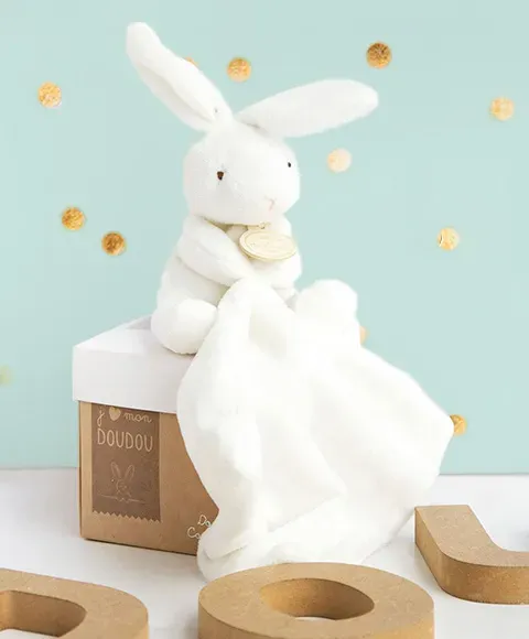 Doudou Lapin Mouchoir 10 Cm Boite Fleur