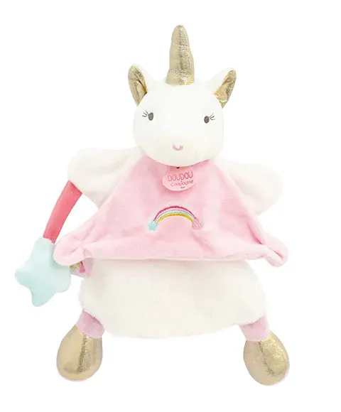 Marionnette A Main Licorne Rose 25 Cm