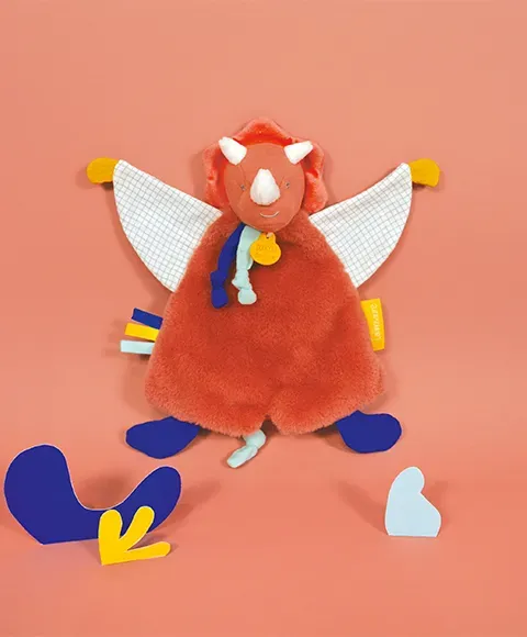 Product Doudou Plat Dinosaure Orange Lou 25 Cm Image