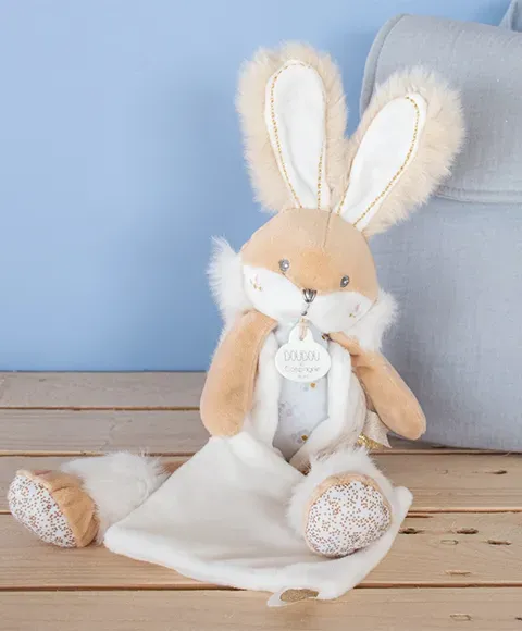 Product Coffret Peluche Lapin De Sucre Lapin Mouchoir Blanc 31 Cm Image